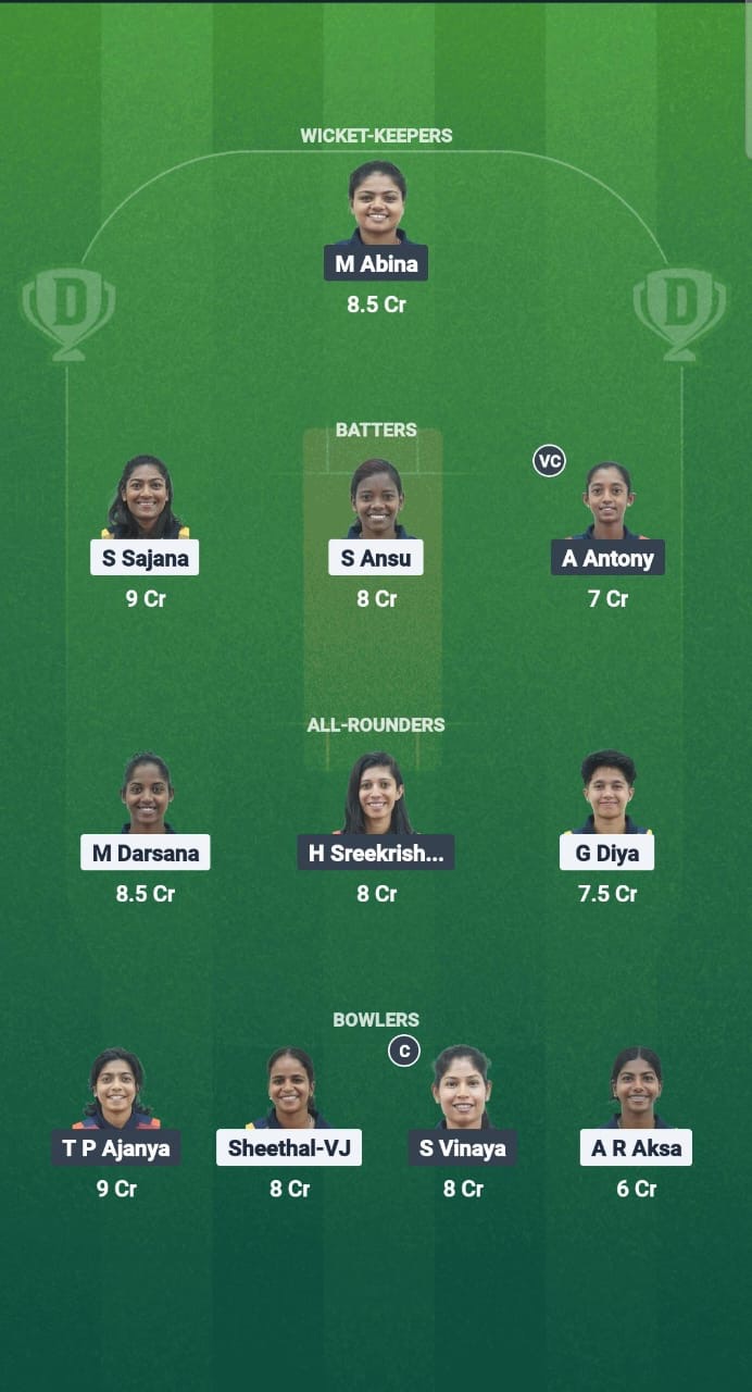 AMB vs RUB Dream11 Prediction Fantasy Cricket Tips Dream11 Team Kerala T20 Womens Challenger Trophy
