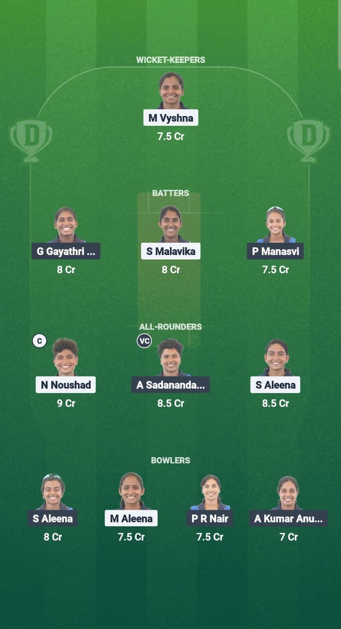 EME vs SAP Dream11 Prediction Fantasy Cricket Tips Dream11 Team Kerala T20 Womens Challenger Trophy 2025 