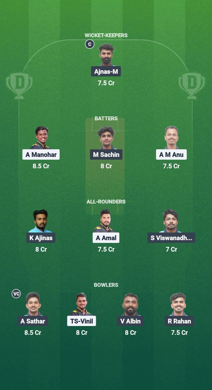 KOY vs WAN Dream11 Prediction Fantasy Cricket Tips Dream11 Team Kerala T20 Men's Challenger Trophy 2025 