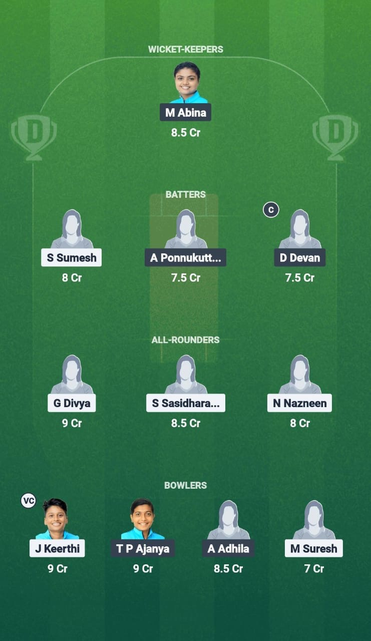 PEA vs RB Dream11 Prediction Fantasy Cricket Tips Dream11 Team Kerala T20 Womens Challenger Trophy
