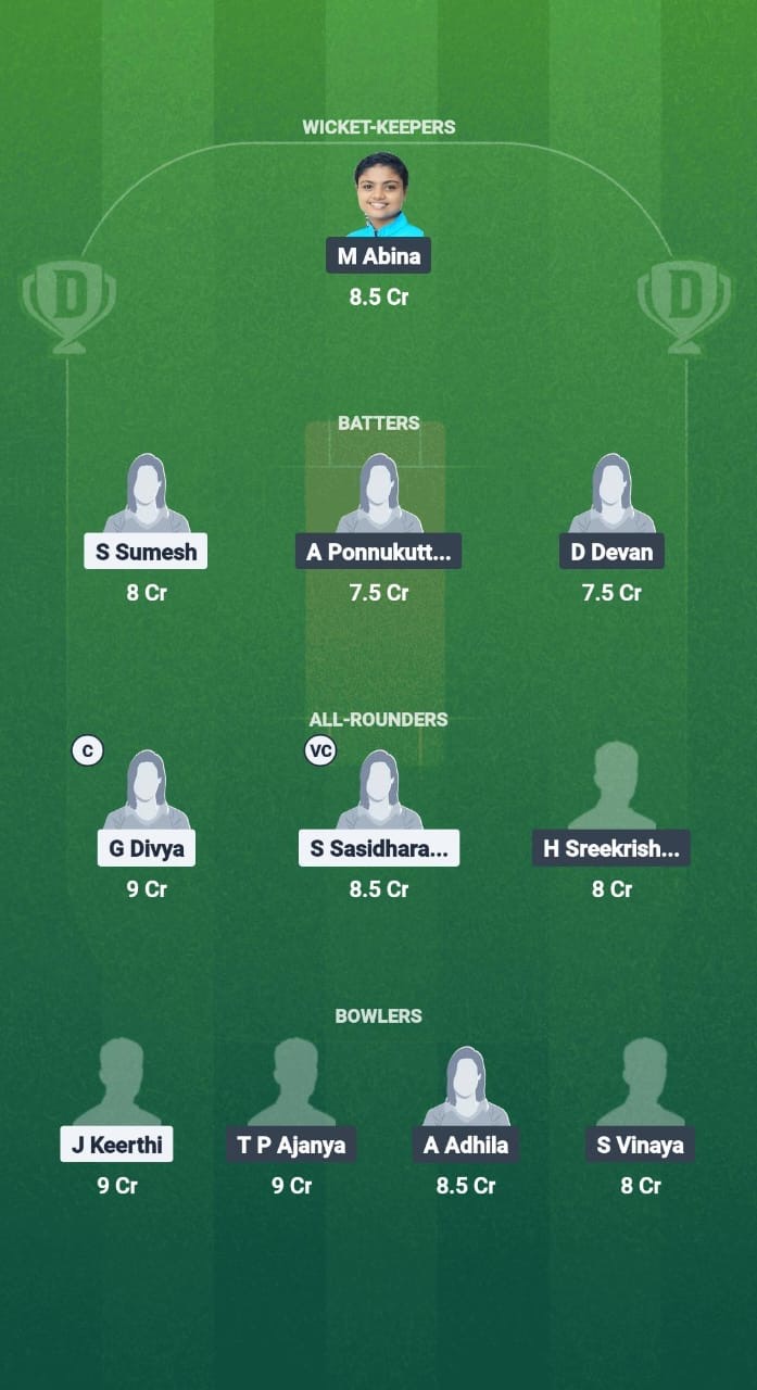 PEA vs RB Dream11 Prediction Fantasy Cricket Tips Dream11 Team Kerala T20 Womens Challenger Trophy