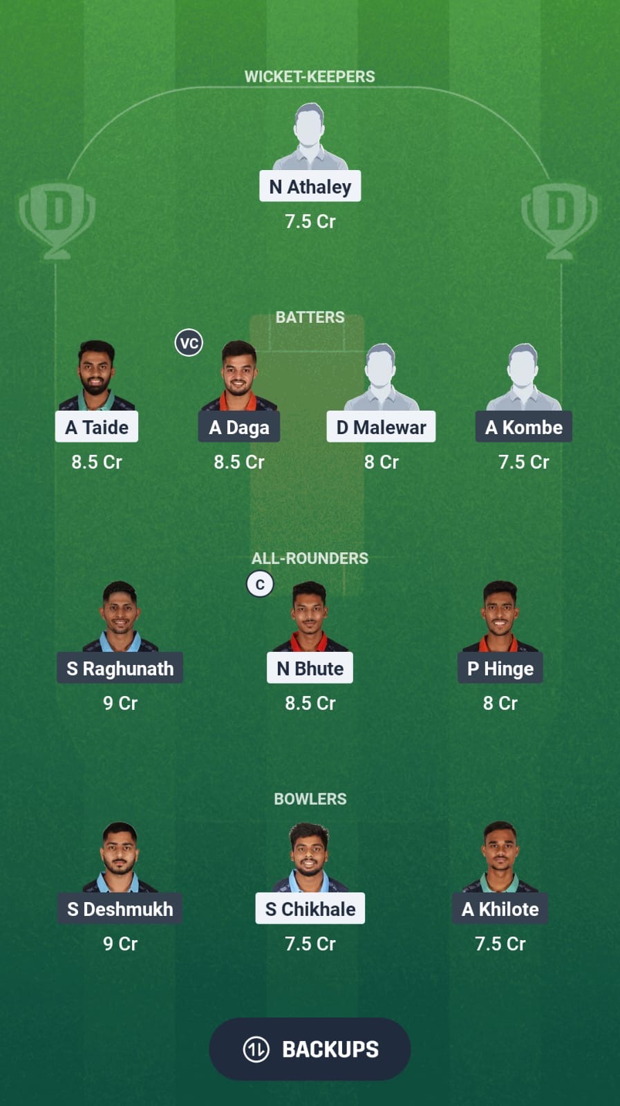 BHR vs NMB Dream11 Prediction Fantasy Cricket Tips Dream11 Team Vidarbha Pro T20 League