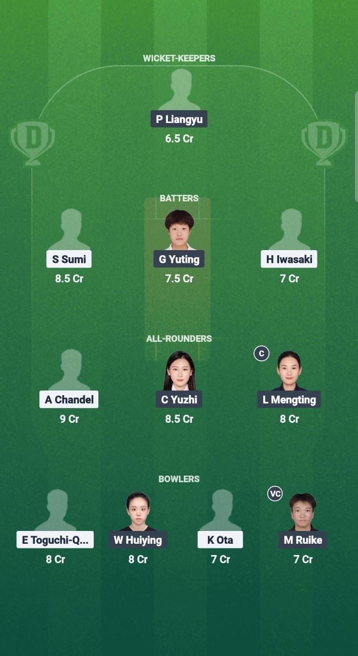 JPN-W vs CH-W Dream11 Prediction Fantasy Cricket Tips Dream11 Team Women’s T20I Series