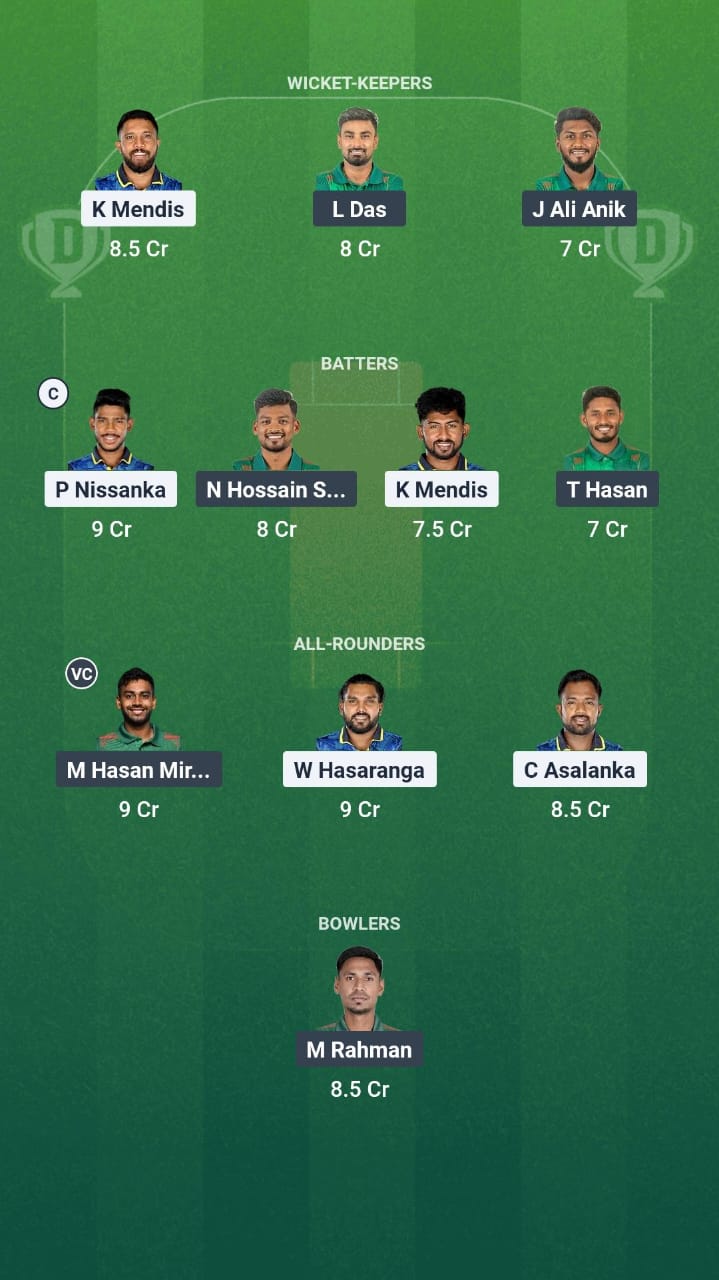 SL vs BAN Dream11 Prediction Fantasy Cricket Tips Dream11 Team Bangladesh Tour of Sri Lanka 2025