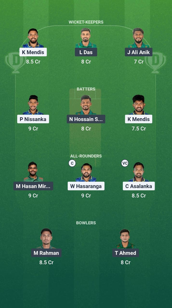 SL vs BAN Dream11 Prediction Fantasy Cricket Tips Dream11 Team Bangladesh Tour of Sri Lanka 2025