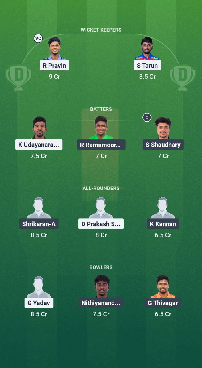 YAR vs MMS Dream11 Prediction Fantasy Cricket Tips Dream11 Team Pondicherry T20 League 2025