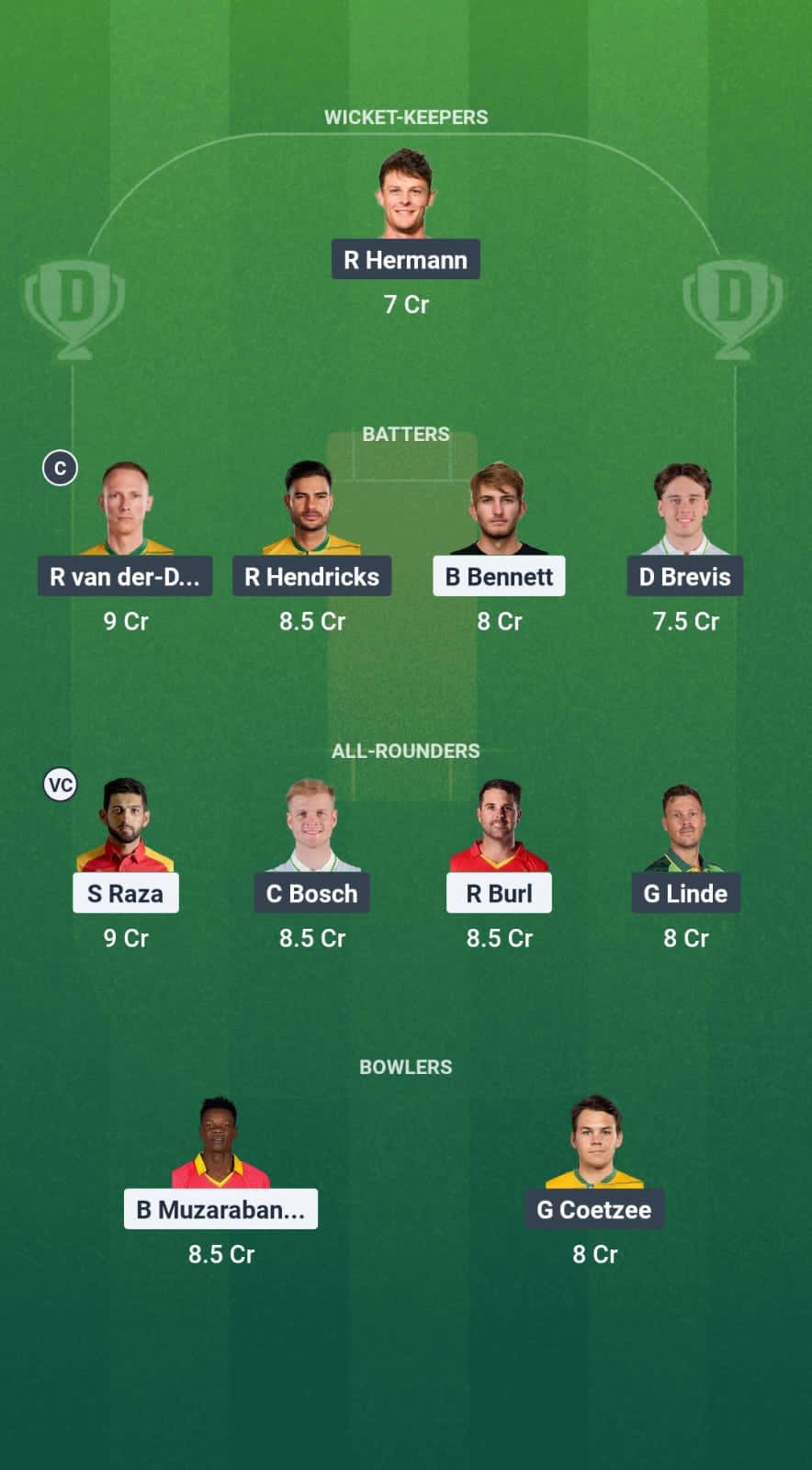 ZIM vs SA Dream11 Prediction Fantasy Cricket Tips Dream11 Team T20 Tri-Series 2025