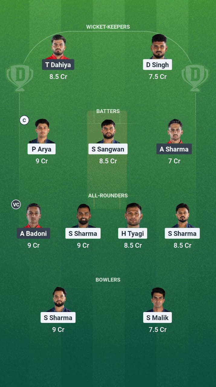 ODW vs SDS Dream11 Prediction Fantasy Cricket Tips Dream11 Team Delhi T20 Premier League 2025