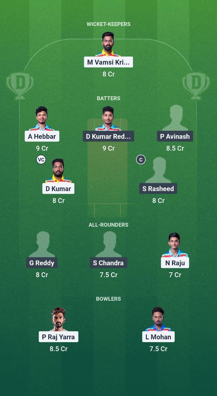 VSS vs ROR Dream11 Prediction Fantasy Cricket Tips Dream11 Team Andhra T20 League