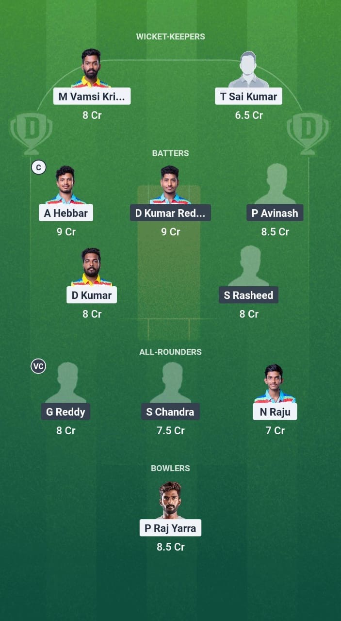 VSS vs ROR Dream11 Prediction Fantasy Cricket Tips Dream11 Team Andhra T20 League